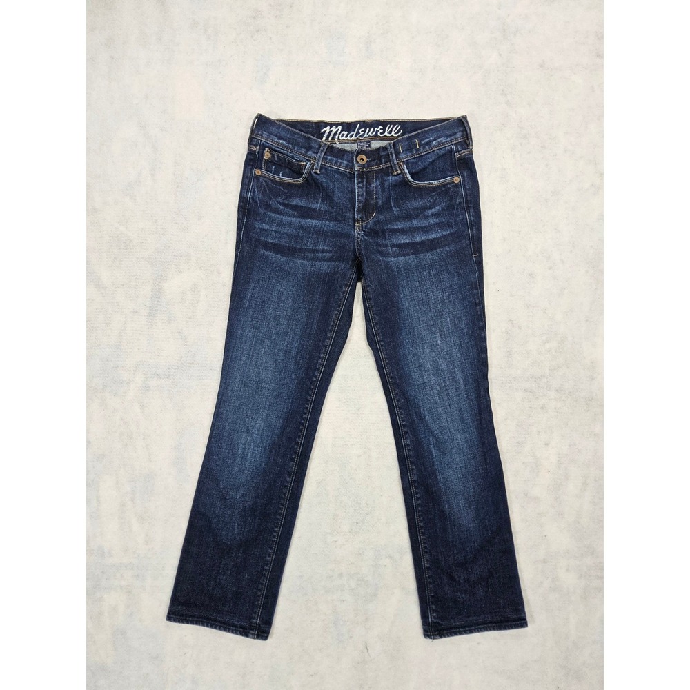 Madewell Jeans Women 26 Rail Straight Leg Cropped Whisker Dark Blue Low rRse